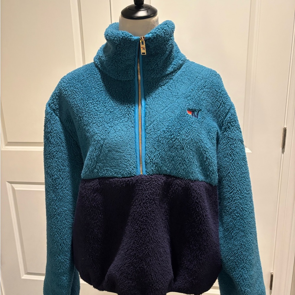 TEDDY UNISEX HALF ZIP COLOR BLOCK JACKET - CAPRI -M - Picture 3 of 5